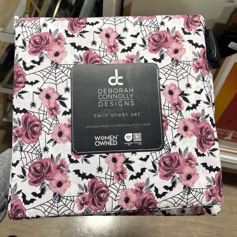 Deborah Connolly Designs Halloween Floral Spider Bats Sheet Set (Twin)